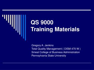 QS 9000 Training Materials