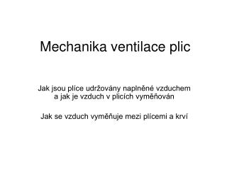 Mechanika ventilace plic