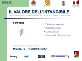 Seminario Auditorium-Duomo Antico Milazzo, 10 – 11 Settembre 2004