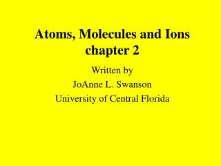 Atoms, Molecules and Ions chapter 2