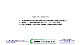 Programma Terza Parte MISURE TECNICHE ORGANIZZATIVE E PROCEDURALI