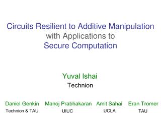 Circuits Resilient to Additive Manipulation with Applications to Secure Computation