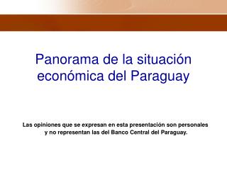 Panorama de la situación económica del Paraguay