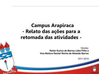 Campus Arapiraca - Relato das ações para a retomada das atividades -