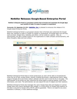 Netkiller Releases Google-Based Enterprise Portal