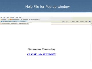 Help File for Pop up window