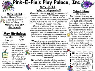 Pink-E-Pie’s Play Palace, Inc. May 2014