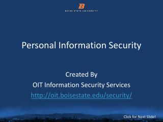 Personal Information Security
