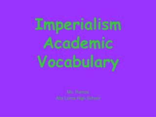 Imperialism Academic Vocabulary