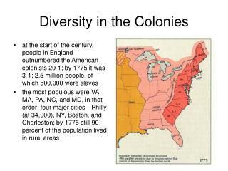 Diversity in the Colonies