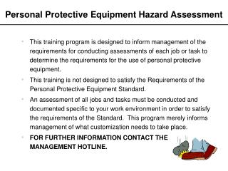 Personal Protective Equipment Hazard Assessment