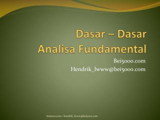 Dasar – Dasar Analisa Fundamental