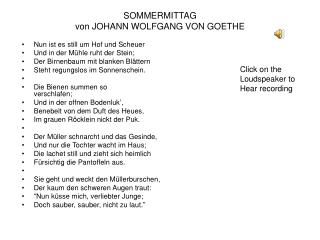 Ppt Sommermittag Von Johann Wolfgang Von Goethe Powerpoint Presentation Id 4934125