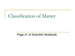 Classification of Matter