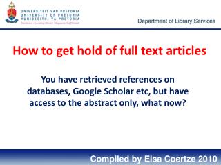How to get hold of full text articles