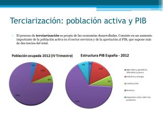 Terciarización : población activa y PIB