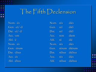 The Fifth Declension