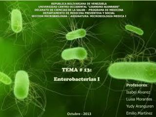 TEMA # 13: Enterobacterias I