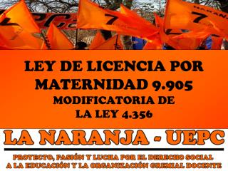 LEY DE LICENCIA POR MATERNIDAD 9.905 MODIFICATORIA DE LA LEY 4.356