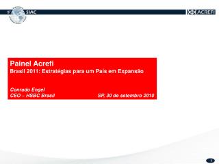 Painel Acrefi Brasil 2011: Estratégias para um País em Expansão Conrado Engel