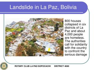 Landslide in La Paz, Bolivia