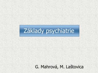 Základy psychiatrie