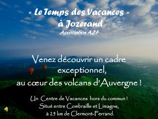 « Le Temps des Vacances » à Jozerand Association A.J.F
