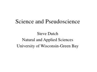 Science and Pseudoscience