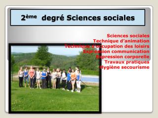 2 ème degré Sciences sociales