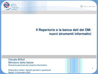 Il Repertorio e la banca dati dei DM: nuovi strumenti informatici