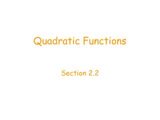 Quadratic Functions