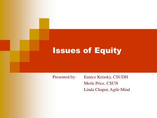 Issues of Equity