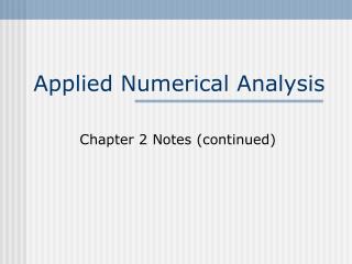 Applied Numerical Analysis