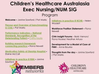 Children’s Healthcare Australasia Exec Nursing/NUM SIG