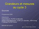 Grandeurs et mesures au cycle 3