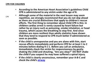 CPR FOR CHILDREN