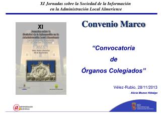 Convenio Marco “Convocatoria de Órganos Colegiados” Vélez-Rubio, 28/11/2013 Alicia Mozos Hidalgo
