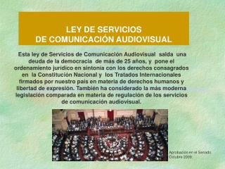 LEY DE SERVICIOS DE COMUNICACIÓN AUDIOVISUAL