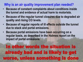 Why is an air quality improvement plan needed?