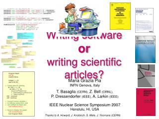 Writing software or writing scientific articles?