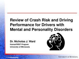 Review of Crash Risk and Driving Performance for Drivers with Mental and Personality Disorders