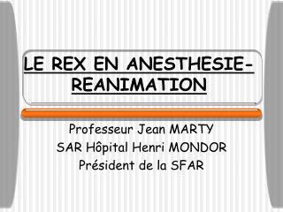 LE REX EN ANESTHESIE-REANIMATION