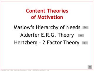 Content Theories of Motivation