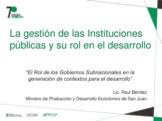 La gestión de las Instituciones públicas y su rol en el desarrollo