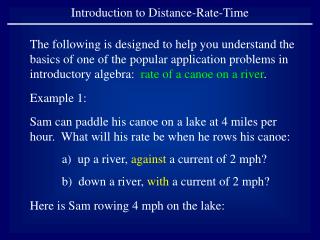 Introduction to Distance-Rate-Time