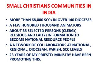 SMALL CHRISTIANS COMMUNITIES IN INDIA