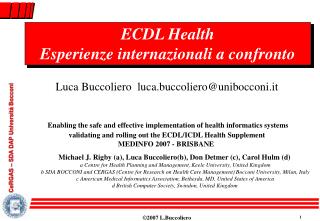 ECDL Health Esperienze internazionali a confronto