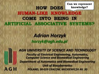 HOW DOES HUMAN-LIKE KNOWLEDGE COME INTO BEING IN ARTIFICIAL ASSOCIATIVE SYSTEMS?