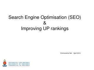Search Engine Optimisation (SEO) &amp; Improving UP rankings