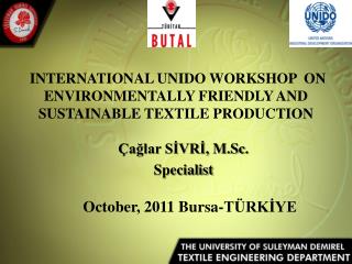 INTERNATIONAL UNIDO WORKSHOP ON ENVIRONMENTALLY FRIENDLY AND SUSTAINABLE TEXTILE PRODUCTION